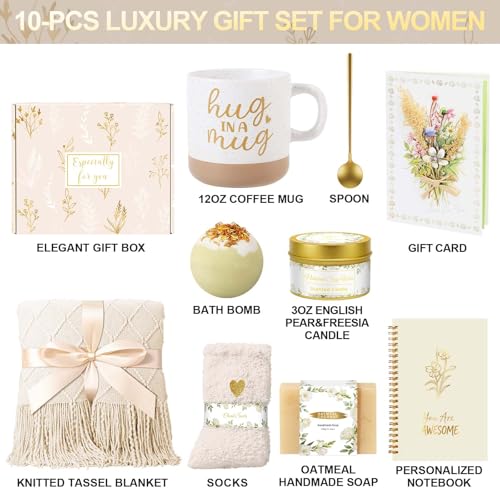 Birthday Gifts for Women Self Care Gift Basket, Get Well Relaxing Spa Gift Baskets for Women, Unique Inspirational Gifts for Mom Wife Grandma Sister Friend Her - view 2