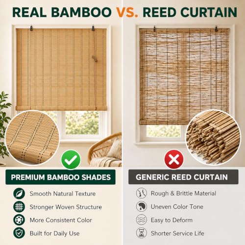 Bamboo Blinds for Interior Windows, Custom Roll Up Shades - view 3