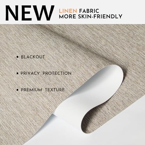 Blackout Roller Shades for Windows,Cordless,Linen Fabric,Roller Blinds,Thermal Insulated Fabric UV Protection,Window Shades for Home,Office,Bedroom,Door,Blackout-Light Brown,Custom Now - view 2
