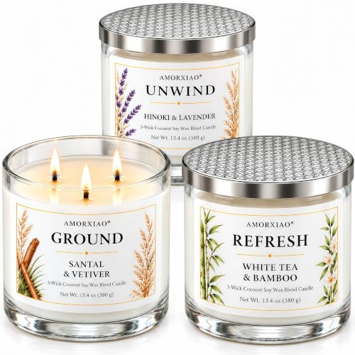 Reset Ritual Candle Gift Set, 3 Large 3-Wick Candles, 13.4 oz Each