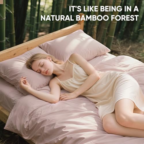 Real 100% Viscose Derived from Bamboo Sheets Set Queen Size, Cooling & Silky Soft for Hot Sleeper, Breathable & Moisture Wicking Fabric, 18" Deep Pocket with Corner Straps (Sand, Queen) - view 4