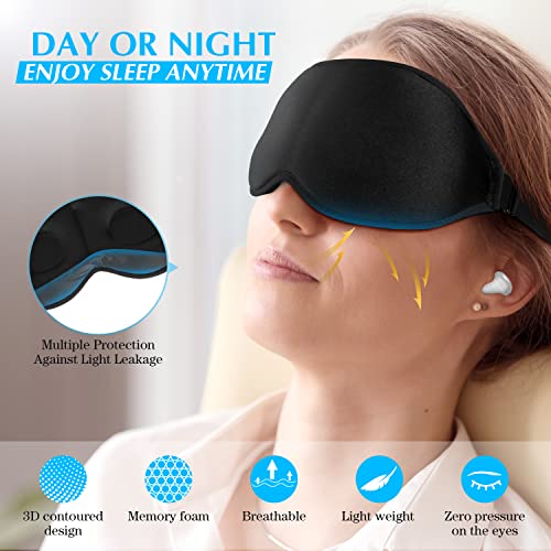 Silicone Earplugs - Ultra Soft Foam Earplugs - Sleep Eye Mask for Men Women, Upgraded 3D Hollowed Design, Value Pack–for Sleeping, Snoring, Travel, Airplanes, Shift Work，32dB Highest NRR - view 3