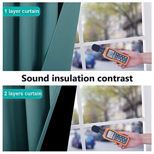 100% Blackout Curtains 108 inches Long, Noise Reduction Window Treatment Curtains, Thermal Insulated Energy Smart Drapes Draperies for Apartment Decor, Sea Teal, Set of 2, 52 inches Wide - view 2