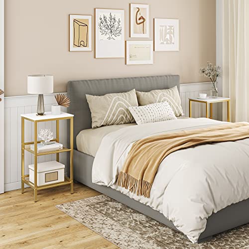 Tall Side Table, 3-Tier Telephone End Table, Small Tall Nightstand - view 5