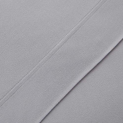 Jersey Knit Microfiber Bed Sheet Set - Premium Soft & Breathable Stretch Deep Pocket Knitted Jersey Sheet Set - Twin, Silver - view 4
