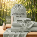 Real 100% Viscose Derived from Bamboo Sheets Set King Size, Cooling & Silky Soft for Hot Sleeper, Breathable & Moisture Wicking Fabric, 18" Deep Pocket with Corner Straps (Sea Glass, King XL)