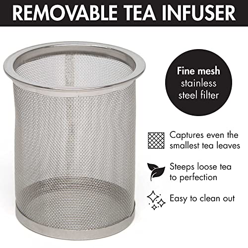 Half Moon Teapot Set with 4 Tea Cups, Removable Stainless Steel Filter and Infuser, Glass Tea Maker, Filter, Dishwasher Safe, 40-Ounce, Tea Gift Set, Tea Set for Service of 4 Adults - view 5