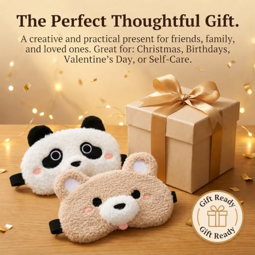 Sleeping Mask for Kids, 2 Pcs Plush Bear Panda Cute Sleep Mask - view 7