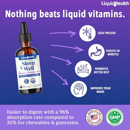 Sleep Well Natural Sleep Aid Melatonin Drops - Better Sleep & Mood, Relax & Calm Mind, Fall Asleep Faster Stay Asleep Longer - Made in USA, Vegan, Sugar Free, Drug Free, Non-GMO (3 Pack) - view 2