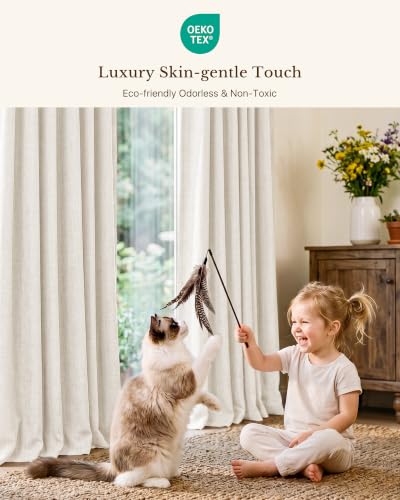 100% Blackout Linen Curtains 108 inches, Ivory White, 2 Panels - view 5