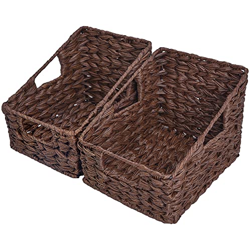 Wicker Storage Baskets, Waterproof Wicker Basket with Handles