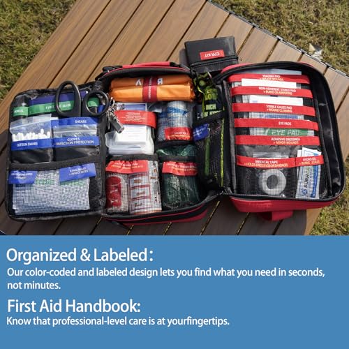 Comprehensive First Aid Kits- Advanced Trauma Kits with Labeled Compartments, Large Emergencies Medical Kits for Car, Home, Camping and Outdoor Emergencies -324Piece Set - view 2
