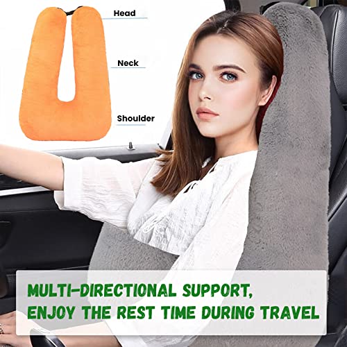 Travel Pillow Car Pillow(28x18in) U Shaped Cushion Pillow, Long Distance Travel Sleep Pillow for Head and Body Support for Adults Children (Blue) - view 4