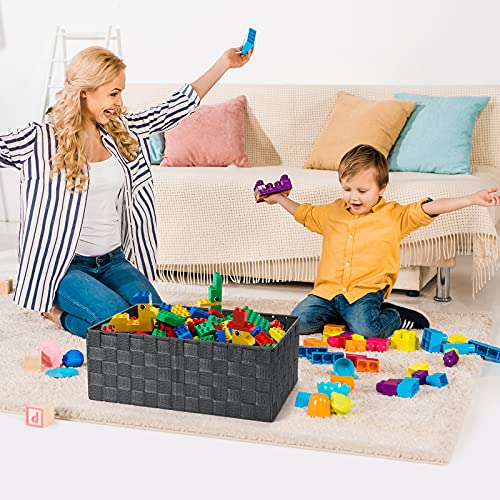 Storage Baskets: 6 Pack Stackable Woven Storage Bins, Grey - view 6