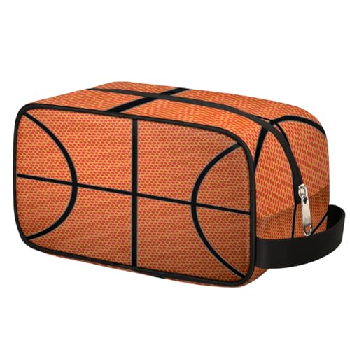 Kids Travel Toiletry Bag - Waterproof Hanging Cosmetic Hygiene Bags for Boys Men - Basketball Pattern Large Shave Kit for Toiletries Accessories Bathroom Stuff