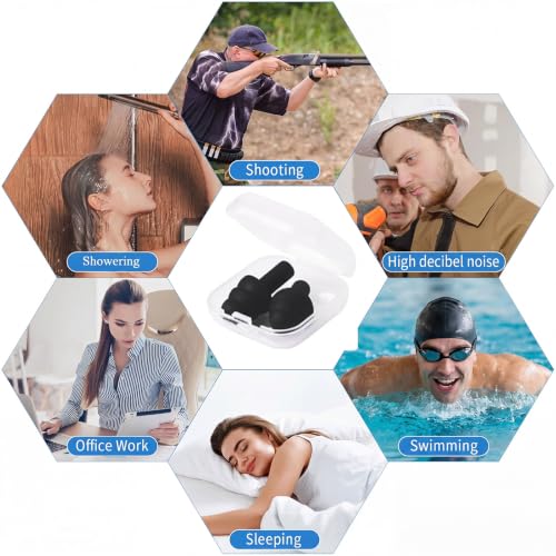 24 Pairs Black Ear Plugs Bulk NRR 29dB Reusable Silicone Ear Plugs with Plastic Cases Soft Foam Plug for Sleeping Noise Cancelling Concerts Shooting Swimming Noise Reduction - view 7