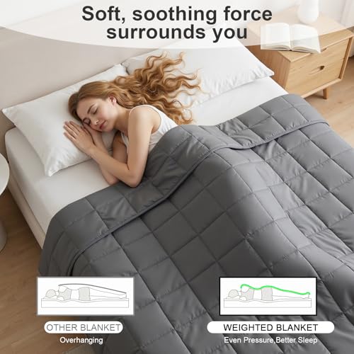 Weighted Blanket(15lbs 60''X80''), Soft and Cozy, Designed with Standard Grid Stitching, Suitable for Use Whilst Resting on a Sofa or Bed,Grey - view 2