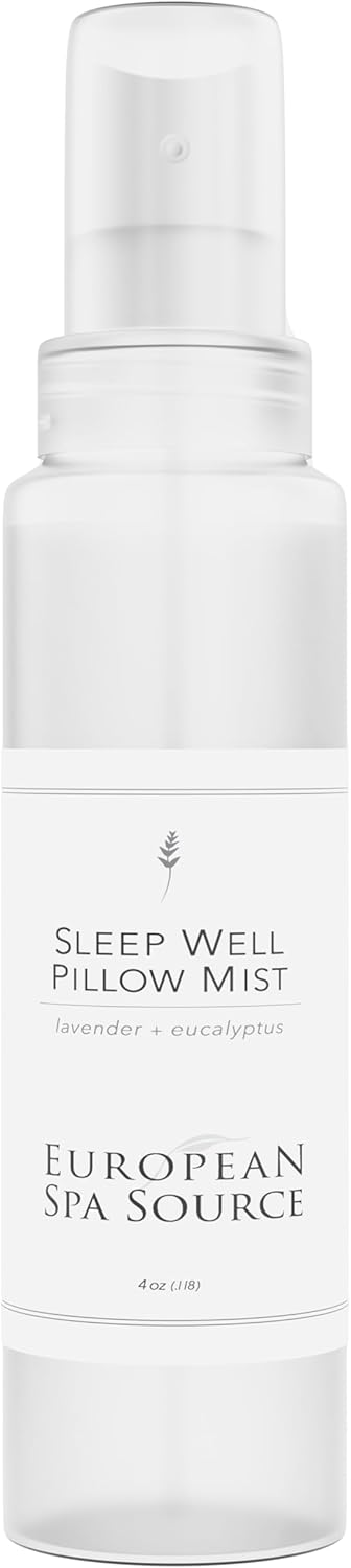 SleepWell Eucalyptus + Lavender Pillow Spray, 4 Fl Oz | Calming Bedtime Linen & Pillow Mist, Aromatherapy for Tension Relief, Promotes Relaxation & Sleep with French Lavender Scent
