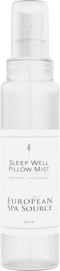 SleepWell Eucalyptus + Lavender Pillow Spray, 4 Fl Oz | Calming Bedtime Linen & Pillow Mist, Aromatherapy for Tension Relief, Promotes Relaxation & Sleep with French Lavender Scent
