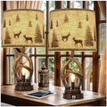 Rustic Farmhouse Antlers Table Lamp Set of 2 with Night Light