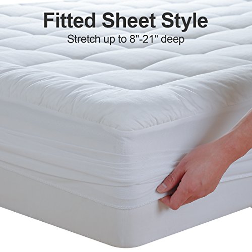 King Size Mattress Pad Cotton Pillow Top Mattress Topper White - view 6