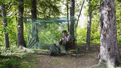 Double Rectangular Mosquito Net – Insect Protection for Camping, Hiking & Travel – Fits Two Sleeping Bags or Cots – Includes Setup Kit & Carry Bag – Green, 63” W x 78” L x 59” H - view 3