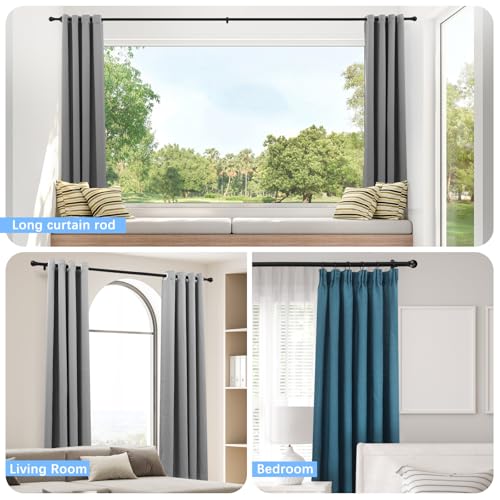 Curtain Rods for Windows 16-76", 1 Inch Black Curtain Rod, 1 Pack - view 6