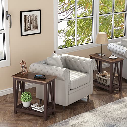 Farmhouse End Table, Narrow Side Table with Shelf - view 4