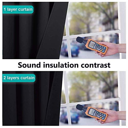 Black Blackout Curtains for Patio 52" Wide x 95" Long 2 Panels - view 4