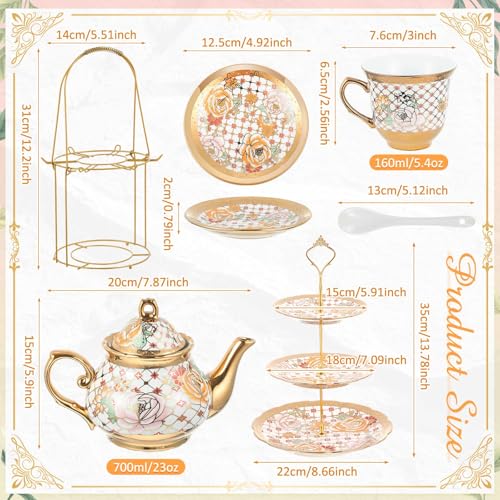21 Pcs Porcelain Tea Set for Women Tea Party, Stylish Style - view 2