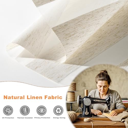 Linen Cordless Zebra Blinds for Windows(Custom Size,Cream) - view 2