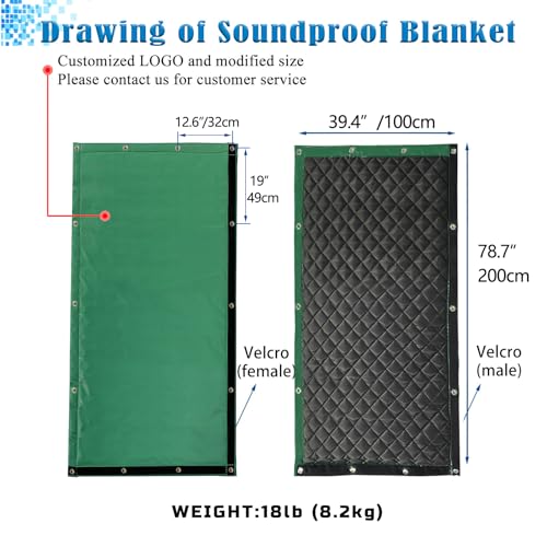 Sound Barrier Temporary Construction Traffic Industrial Sports Pitches Outdoor Noise Control Sound Blocking Reducing Cancelling Soundproof Screen Blankets 39.3”x78.7-1 Pack-(Green) - view 2