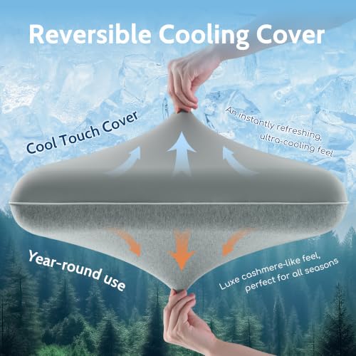 All-Season Comfort Gel Cooling Pillows for Hot Sleepers, Cooling Memory Foam Pillow with Reversible & Removable Cover, Cold Pillow for Side & Back Sleepers, Standard Size (1 Pack), Grey - view 2