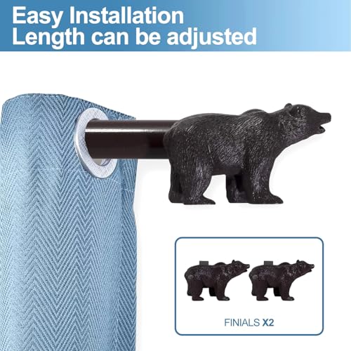 3/4” Farmhouse Bear Adjustable Window Treatment Single Curtain Rod, 28"-48", Oil Rubbed Bronze (ORB) - view 3