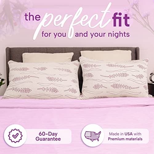 Lavender Luxury Memory Foam Pillows, Made in USA, Shredded Gel Memory Foam with Cooling Cover, Soft Bed Pillow for Sleeping - King - view 6