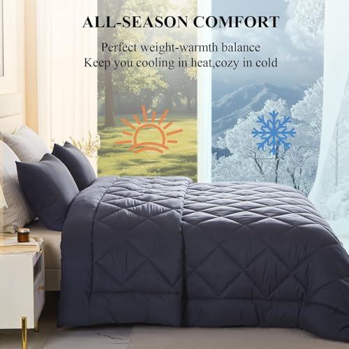 132x120 Alaskan King Comforter, Extra Large King Size Comforter Oversized, All Season Soft Lightweight Quilt Down Alternative Duvet Insert with 8 Corner Tabs(120x132, Grey) - view 3