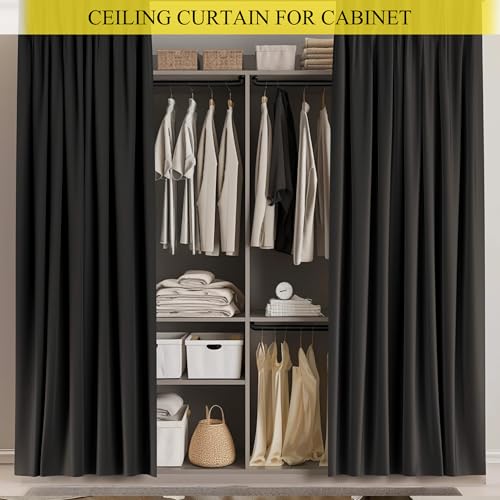 Room Divider Curtain Sets with Bendable Ceiling Track, 95% Blackout Total Privacy Ceiling Track Curtains Floor to Curtains Track Kits 8.33 ft Wide x 7 ft Tall, Black, 1 Panel - view 6