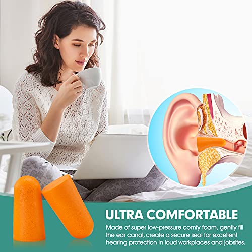 100 Pairs Orange Foam Ear Plugs for Sleeping, 33dB NRR Noise Reduction - view 3