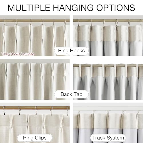 Natural Pinch Pleated Back Tab Full Blackout Curtains 95 Inch - view 3