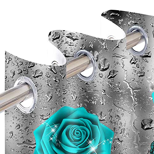 Teal Rose Raindrop Blackout Curtains 42x63 Inch 2 Panels - view 6