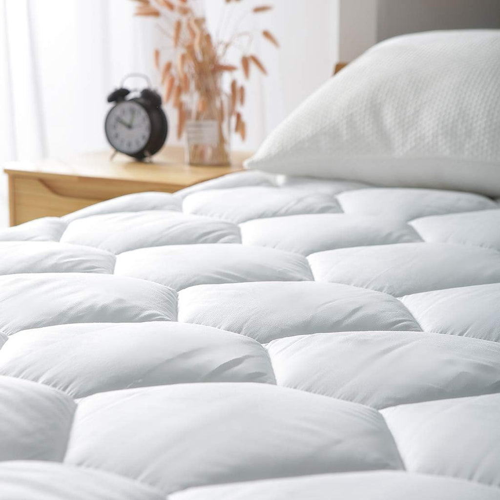 Queen Mattress Pad, 8-21" Deep Pocket Protector Ultra Soft Quilted Fitted Topper Cover Fit for Dorm Home Hotel -White - view 3