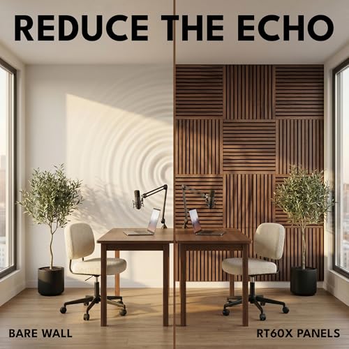 4 Pack Heavy-Duty Soundproof Wood Wall Panels Echo Control 24x24x1 | Mocha - view 3