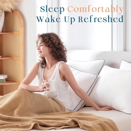 Bed Pillows Queen Size Set of 4, Gusseted Sleeping Pillows for Side, Back, and Stomach Sleepers, Hotel Quality, Oeko-Tex Certified Fluffy Supportive Down Alternative Filling, White, 4 Pack - view 4