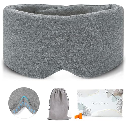 Deluxe Cotton Sleep Mask Gift Set - 100% Blackout Large Comfortable Blindfold Adjustable Eye Mask Pillow in Gift Box for Men Women Side Sleeper Travel Meditation Airplane