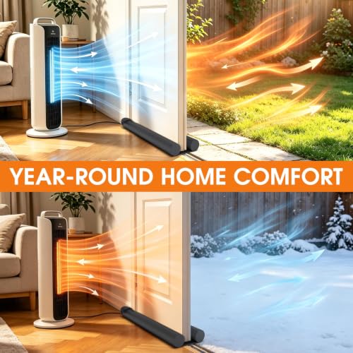 2 Pack Under Door Draft Stopper for Bottom of Door 36 in, Gray - view 3
