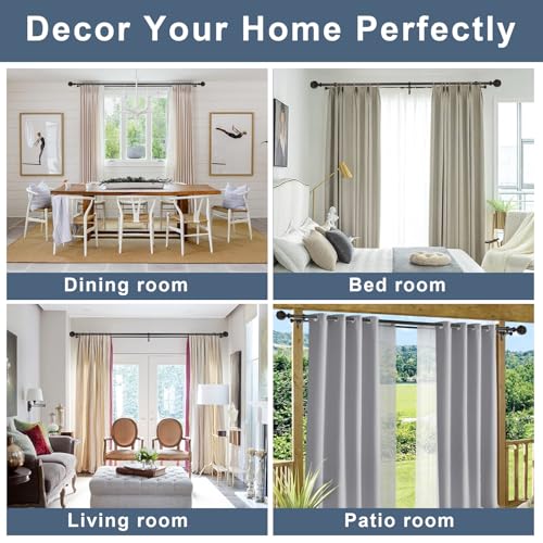 Double Curtain Rod, 1 inch Window Telescoping Drapery Double Rod 144 to 164 Inches (12-13.6 Feet), Classical Ball Finials,Premium Aluminum Brackets,Matte Black - view 7