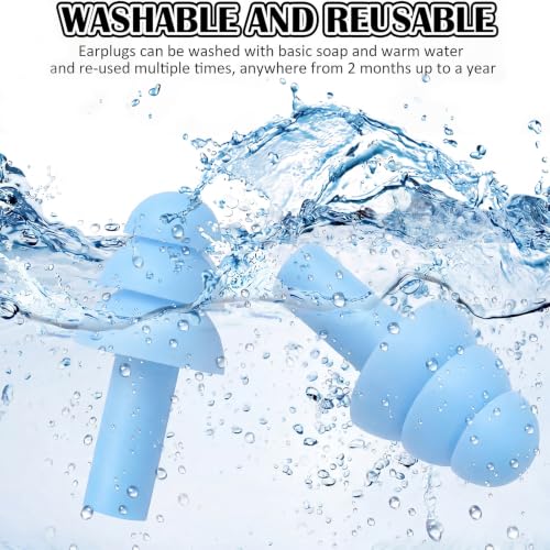 24 Pair Light Blue Ear Plugs Bulk NRR 29dB Reusable Silicone With Plastic Cases - Soft Foam for Sleeping, Noise Cancelling, Concerts, Shooting, Swimming, Noise Reduction - view 3