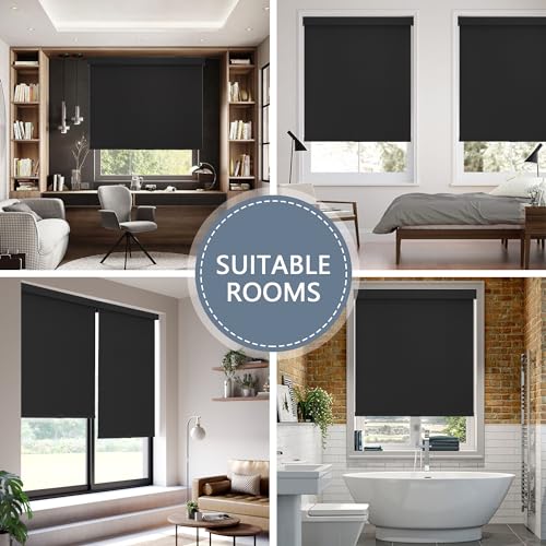 Cordless Blackout Roller Shades, 34" W x 72" H, Black - view 6