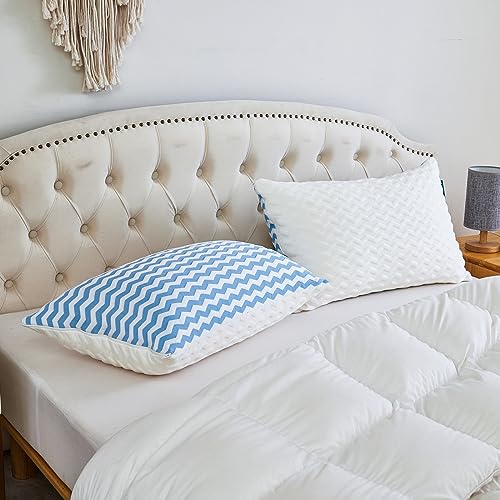 Pillows Queen Size for Bed - Adjustable Firm Pillow for Back Stomach and Side Sleeper - Shredded Memory Foam Cooling Pillow for Neck and Shoulder Pain with Washable Cover - view 5