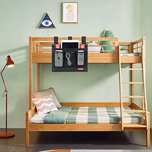 Hanging Bedside Caddy, Bedside Storage Organizer for Magazine, Phone, Remote control (Classic4 Pockets-Black) - view 7